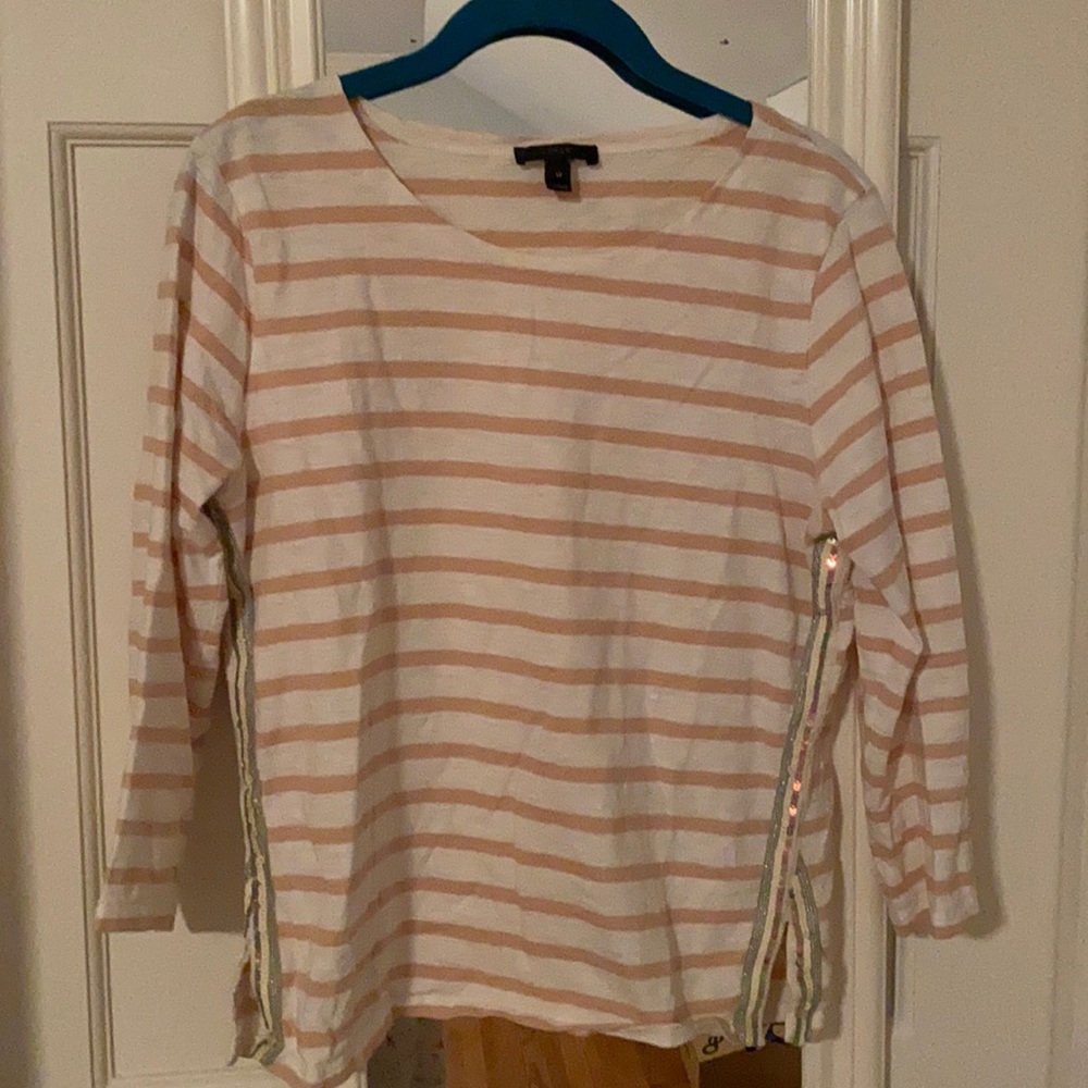 Jcrew Cotton Tee - white and creme